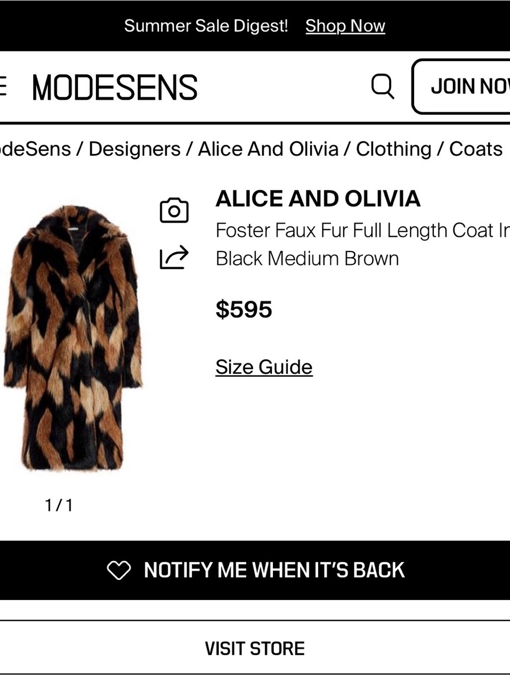 NWOT Alice + Olivia Yetta Faux Fur Coat In Black Medium Brown. Size S - Picture 7 of 16